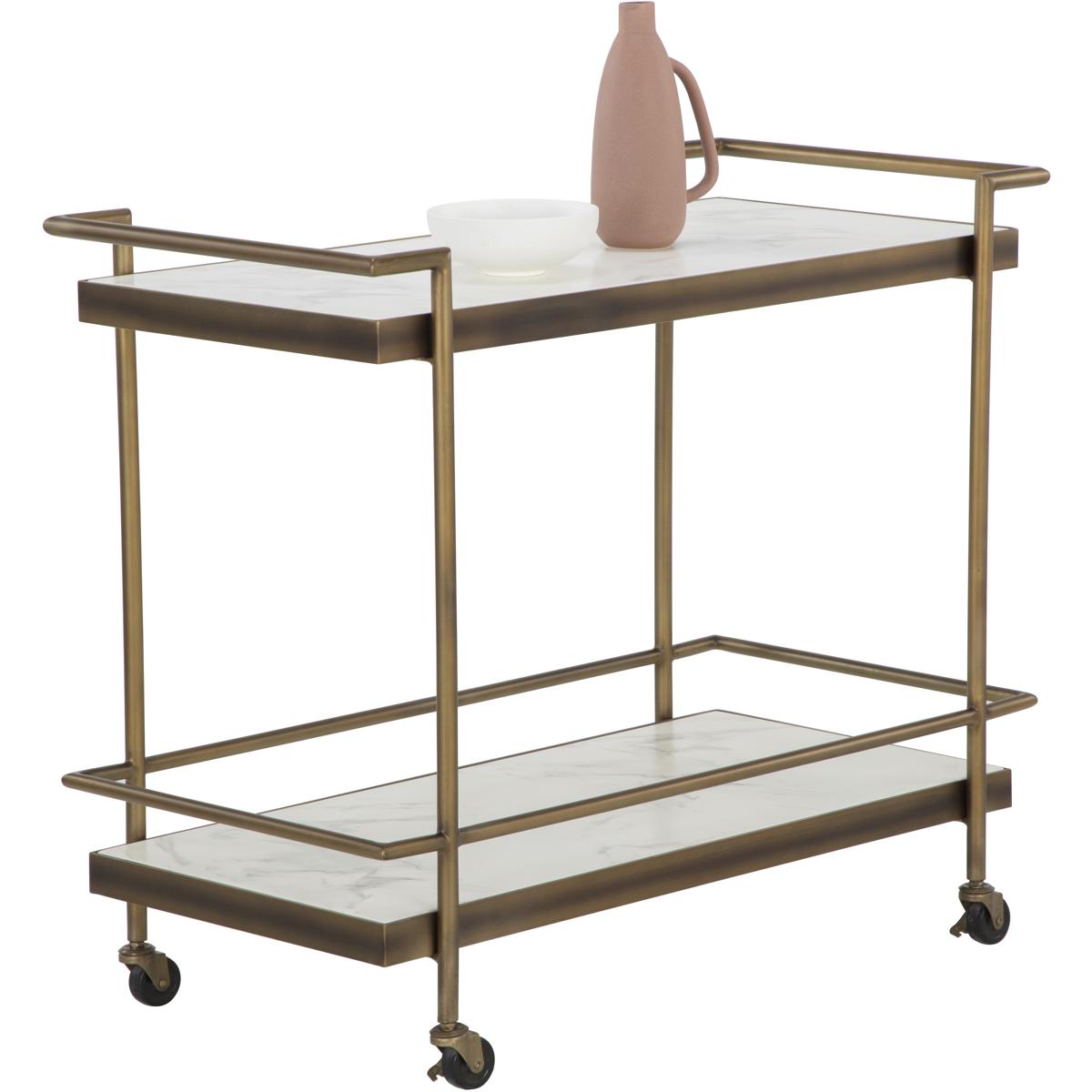 SUNPAN 110920 Contardi White / Rustic Bronze Outdoor Bar Cart